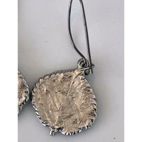 Vintage 1970s Sterling Silver Dangle Leaf Earrings Boho - Picture 6 of 8